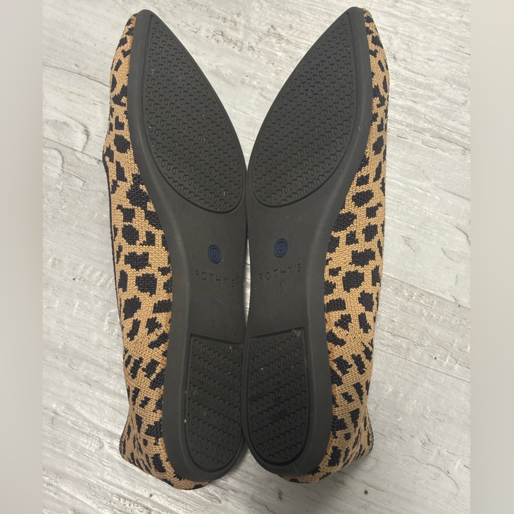 Rothy's The Point Ballet Flat Brown Leopard Print Knit Shoes Women’s Size 6 - Picture 10 of 14